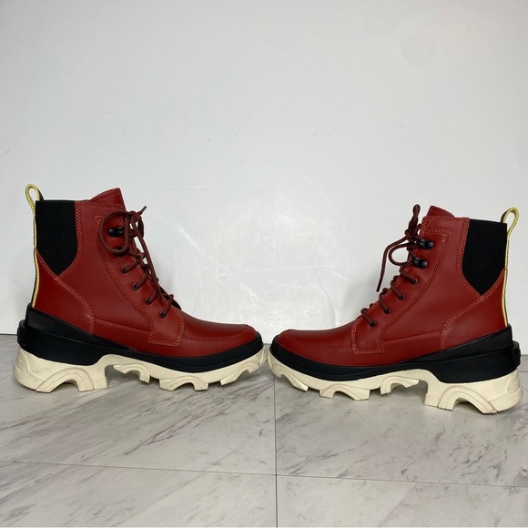 Sorel Brex Red Leather Lace Up Chunky Sole Boot 7 1/2 - Picture 6 of 15
